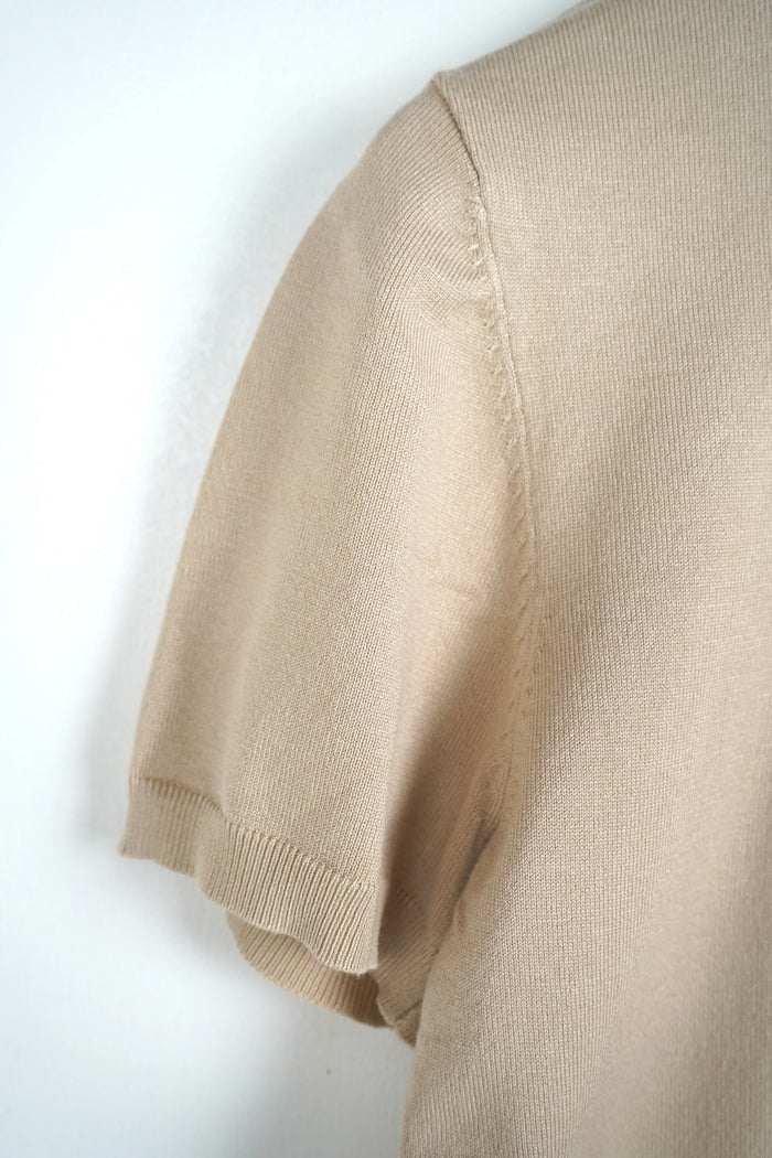 T-shirt Girocollo in Maglia Duca Homme albicocca per uomo, maglia leggera manica corta, 70% viscosa, 30% poliestere
