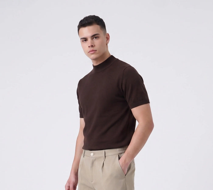 Duca Homme t-shirt girocollo in maglia marrone caffè online outlet, spedizione 2-4 giorni Klarna - foto 5