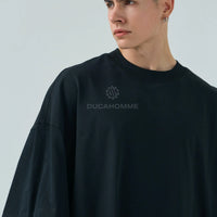 T-shirt Oversize Duca Homme nero per uomo, maglietta larga e lunga, Made in China