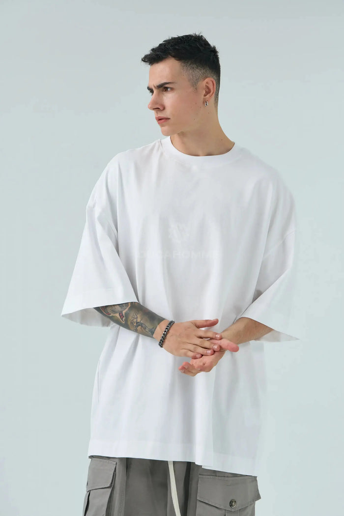 Duca Homme uomo maglietta larga e lunga bianco oversize streetwear collezione 2026 - foto 3