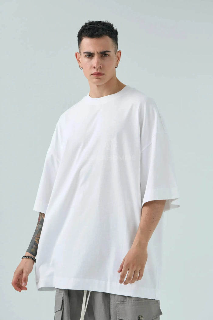 Duca Homme T-shirt Oversize bianco uomo - maglietta larga e lunga oversize collezione 2026 | Hype Outlet