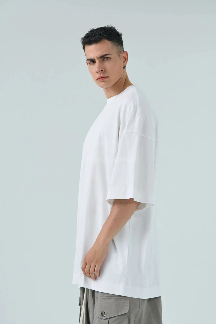 T-shirt Oversize Duca Homme bianco per uomo, maglietta larga e lunga, Made in China