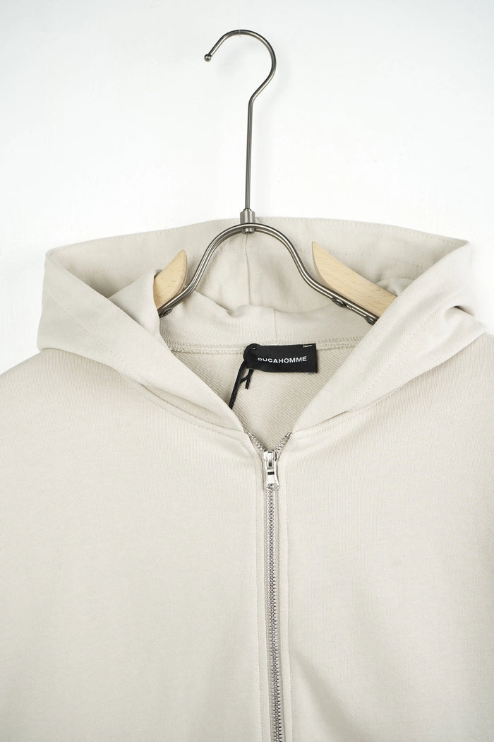 Felpa con Cappuccio e Zip Duca Homme beige per uomo, hoodie con zip, Made in Italy