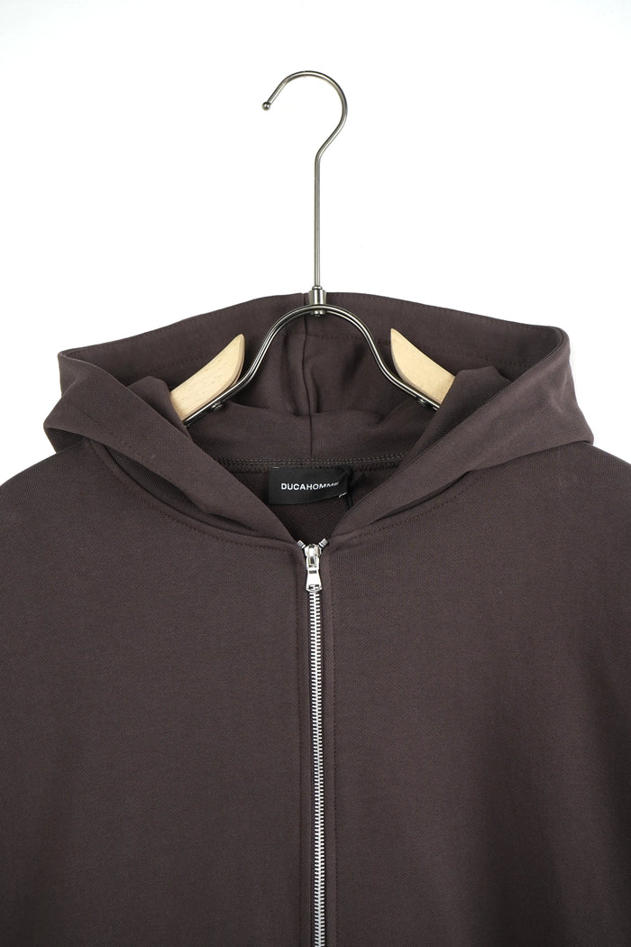 Felpa con Cappuccio e Zip Duca Homme marrone per uomo, hoodie con zip, Made in Italy