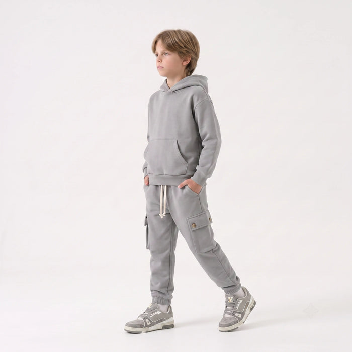 Duca Homme Completo Felpa e Pantalone Cargo grigio campus bambino 10-16 anni - tuta felpa e cargo Made in Italy | Hype Outlet