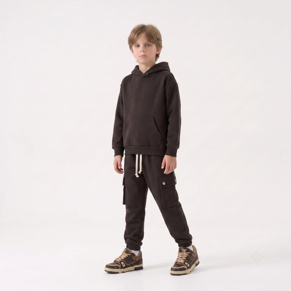 Duca Homme Completo Felpa e Pantalone Cargo Marrone | Bambino