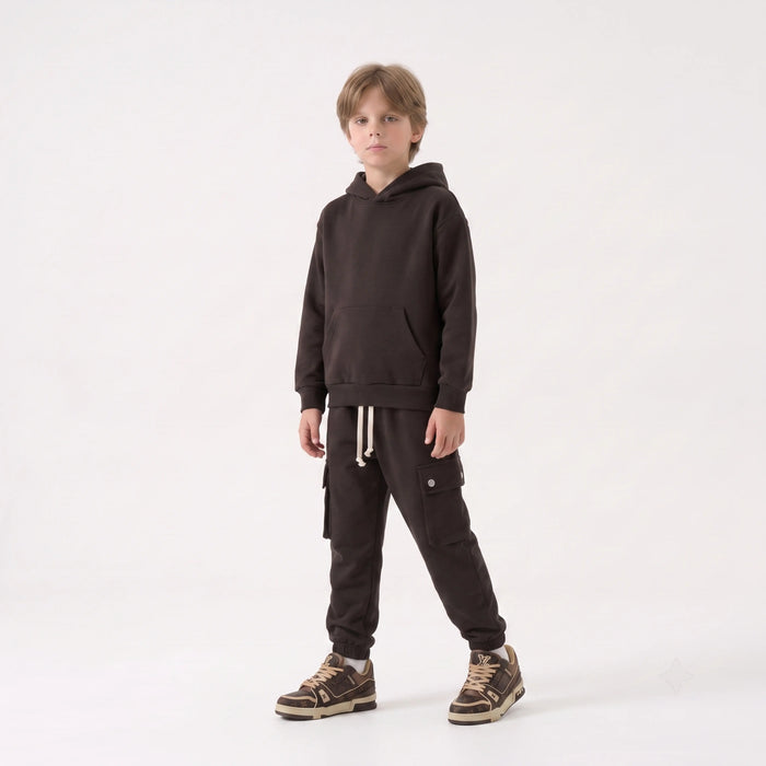 Duca Homme Completo Felpa e Pantalone Cargo marrone bambino 10-16 anni - tuta felpa e cargo Made in Italy | Hype Outlet
