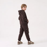 Completo Felpa e Pantalone Cargo Duca Homme marrone per bambino 10-16 anni, tuta felpa e cargo, 65% cotone, 35% poliestere
