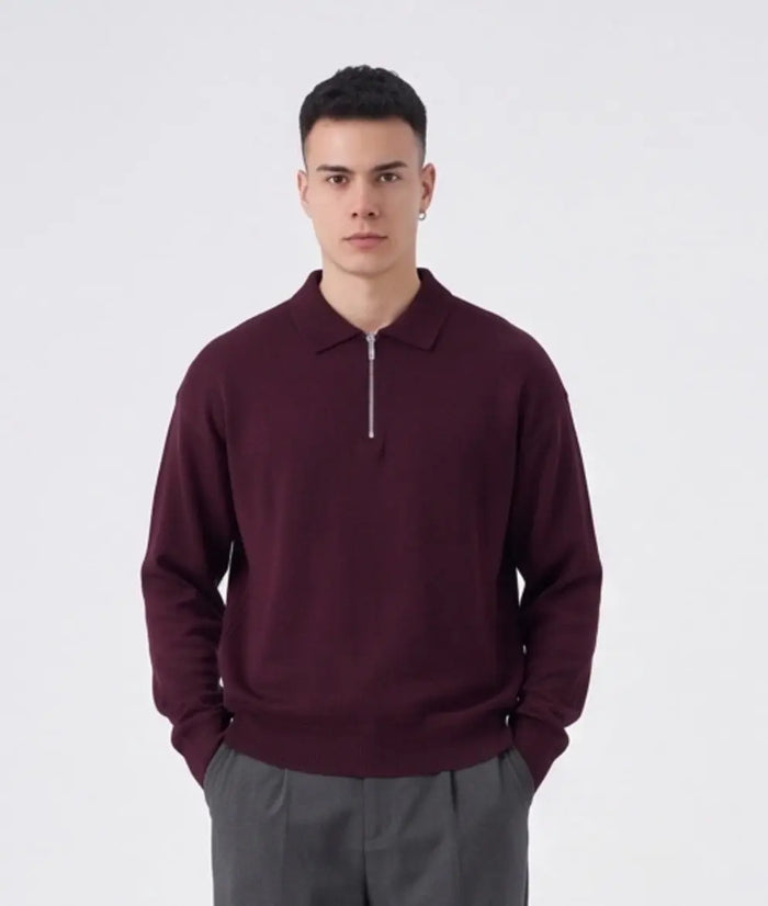 Duca Homme Polo con Zip Semiover bordeaux uomo - polo con zip semiover fit collezione 2026 | Hype Outlet