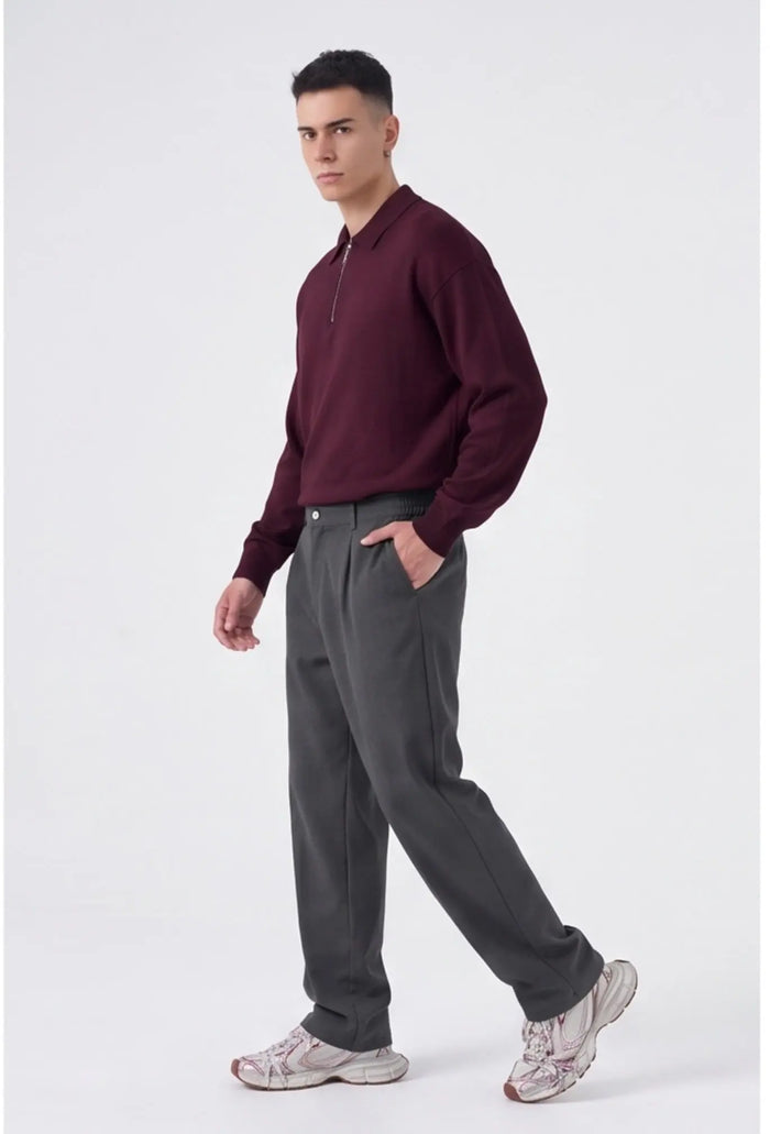 Polo con Zip Semiover Duca Homme bordeaux per uomo, polo con zip, 70% viscosa, 30% poliestere