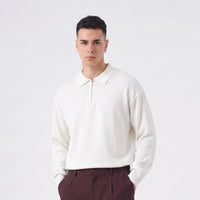 Duca Homme Polo con Zip Semiover bianco riso uomo - polo con zip semiover fit collezione 2026 | Hype Outlet