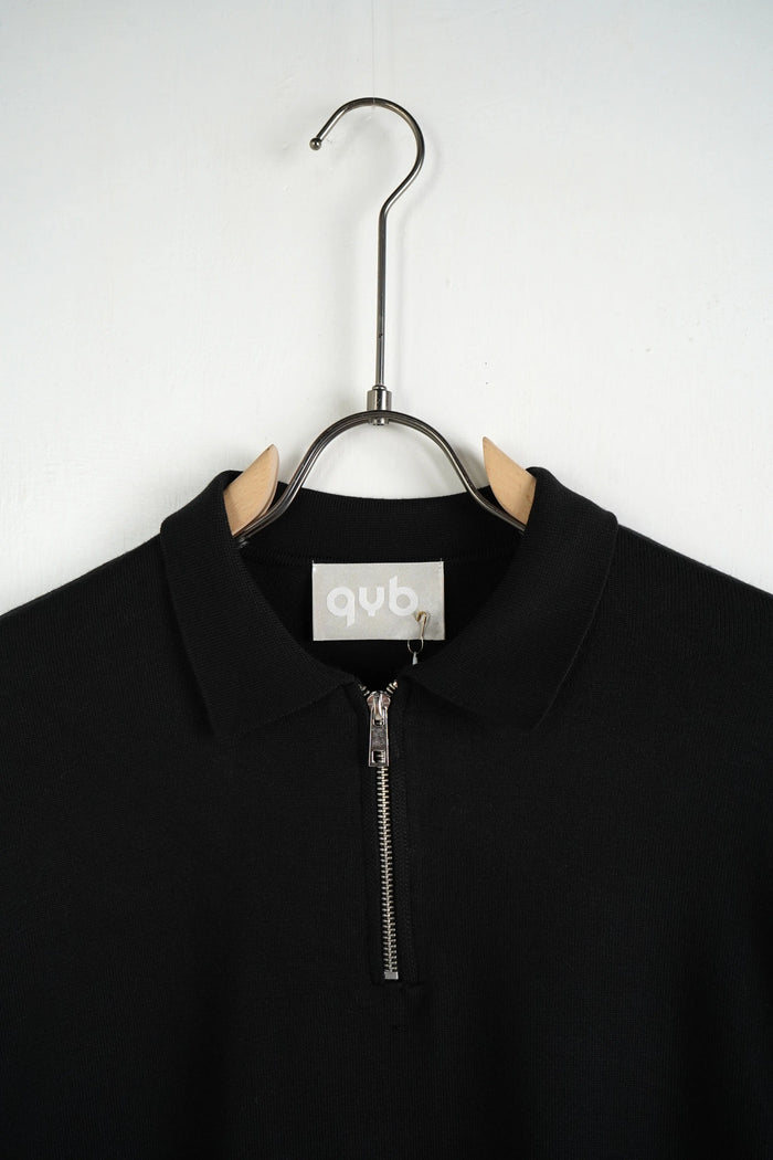 Polo con Zip Semiover Duca Homme nero per uomo, polo con zip, 70% viscosa, 30% poliestere
