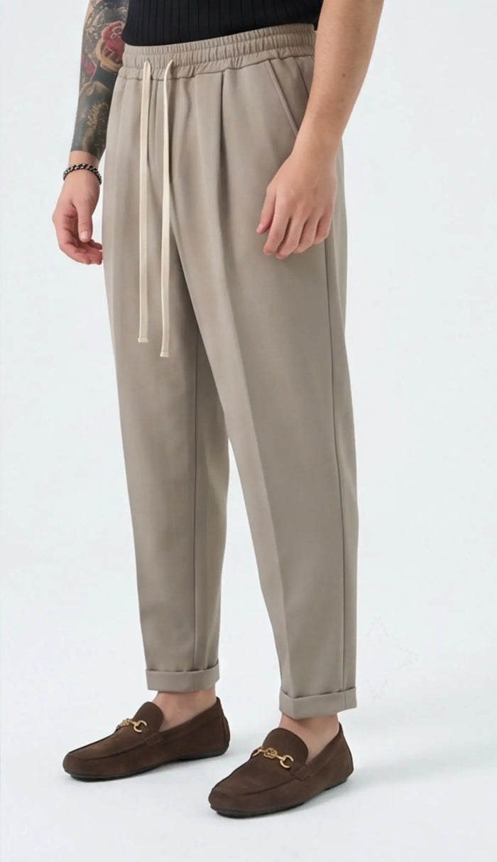 Pantalaccio Elegante Carrot Fit Duca Homme beige per uomo, pantalone carrot, 78% poliestere, 18% viscosa elasticizzato