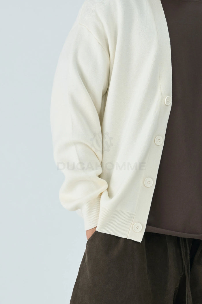 Duca Homme uomo cardigan in maglia bianco riso streetwear collezione 2026 - foto 3