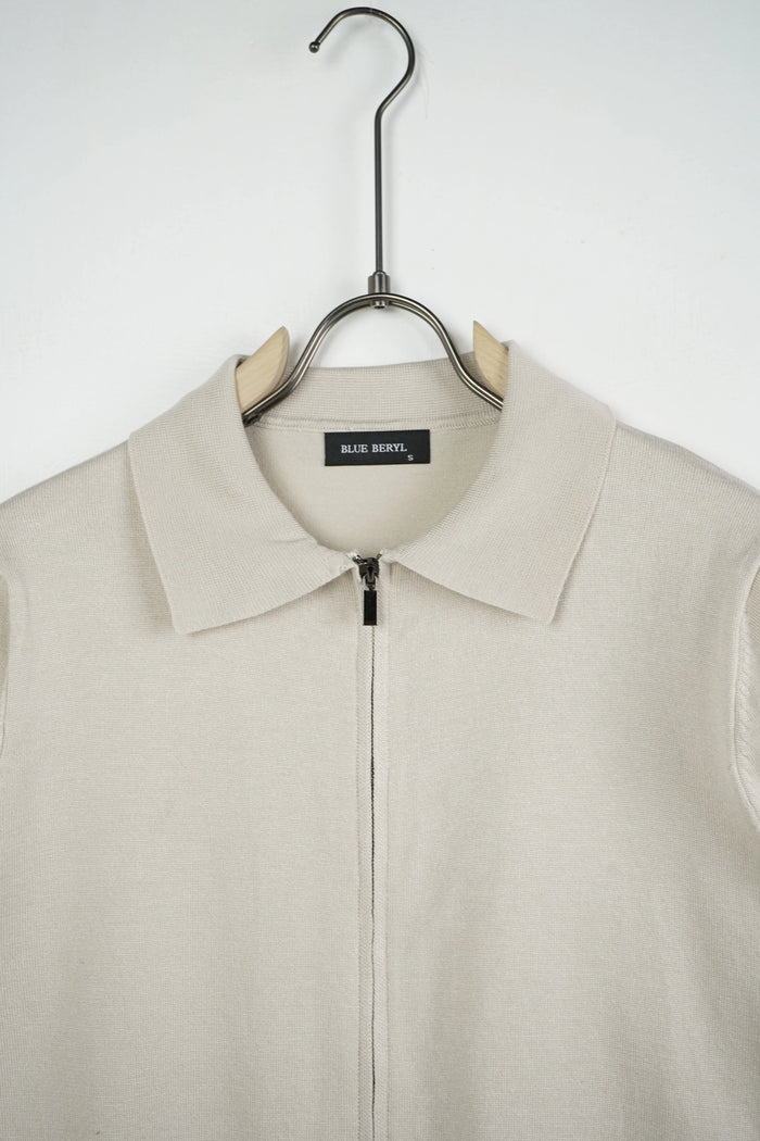 Polo Manica Lunga Full Zip Duca Homme beige per uomo, polo zip manica lunga, 70% viscosa, 25% poliammide elasticizzato