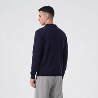 Duca Homme uomo polo zip manica lunga blu slim fit streetwear collezione 2026 - foto 3
