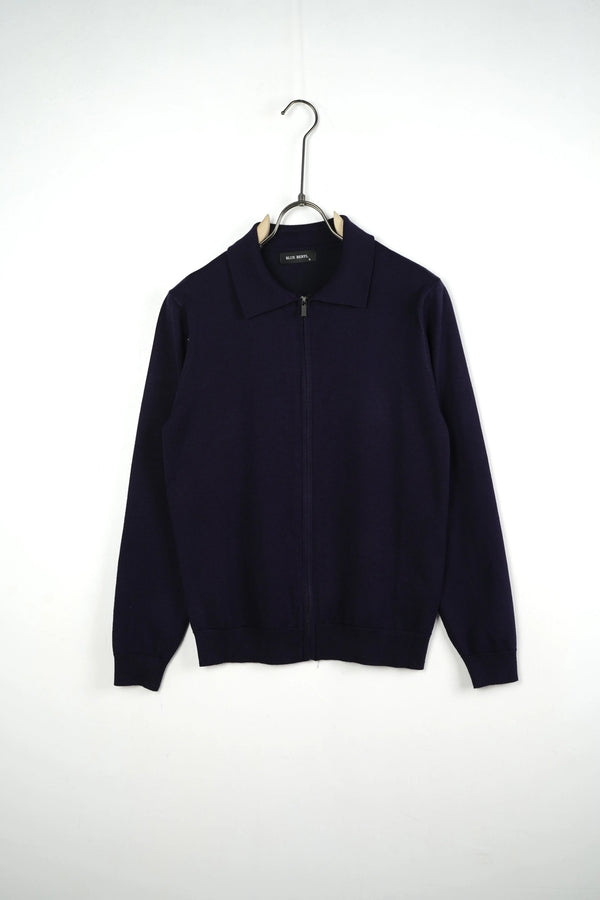 Duca Homme Polo Manica Lunga Full Zip Blu | Uomo