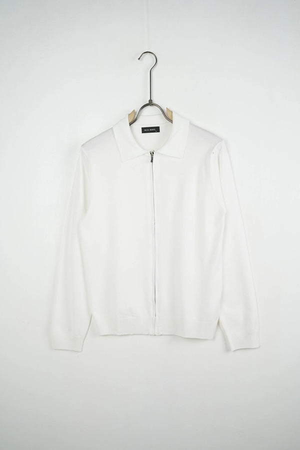 Duca Homme Polo Manica Lunga Full Zip Bianco | Uomo