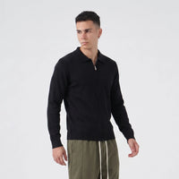 Duca Homme uomo polo zip manica lunga nero slim fit streetwear collezione 2026 - foto 3