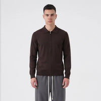 Duca Homme Polo Manica Lunga Full Zip Marrone caffè | Uomo Duca Homme