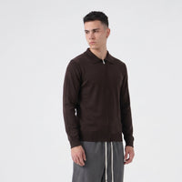 Duca Homme Polo Manica Lunga Full Zip Marrone caffè | Uomo Duca Homme