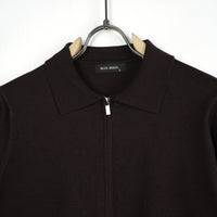Polo Manica Lunga Full Zip Duca Homme marrone caffè per uomo, polo zip manica lunga, 70% viscosa, 25% poliammide
