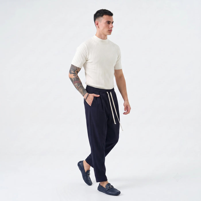 Pantalaccio Elegante Carrot Fit Duca Homme blu per uomo, pantalone carrot, 78% poliestere, 18% viscosa elasticizzato