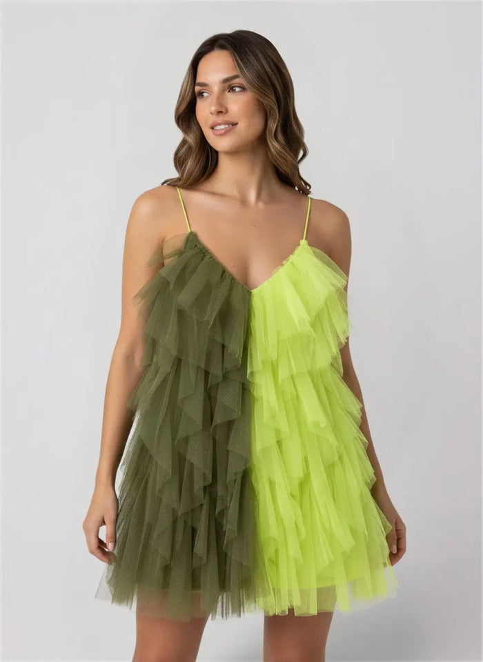 Abito Aniye By Donna | Vestito Corto | Tulle Giallo Aniye By