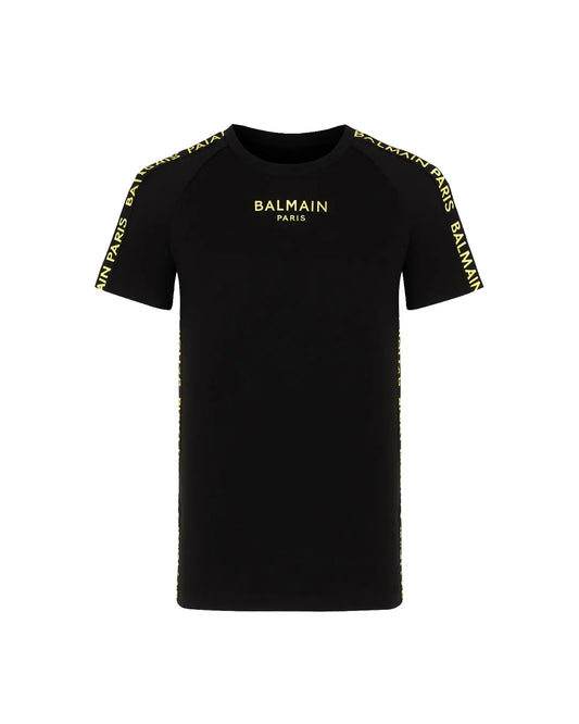 T Shirt Balmain | Banda Logo Oro | Nero Balmain