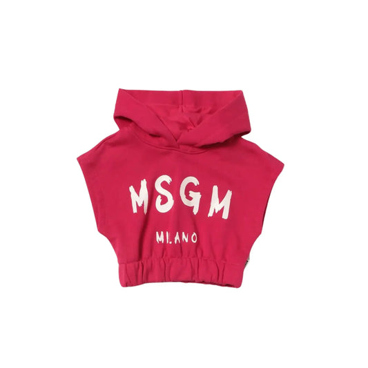 Felpa Msgm Donna | Modello Corto Boxer | Cappuccio con Logo | Fucsia | Outlet MSGM