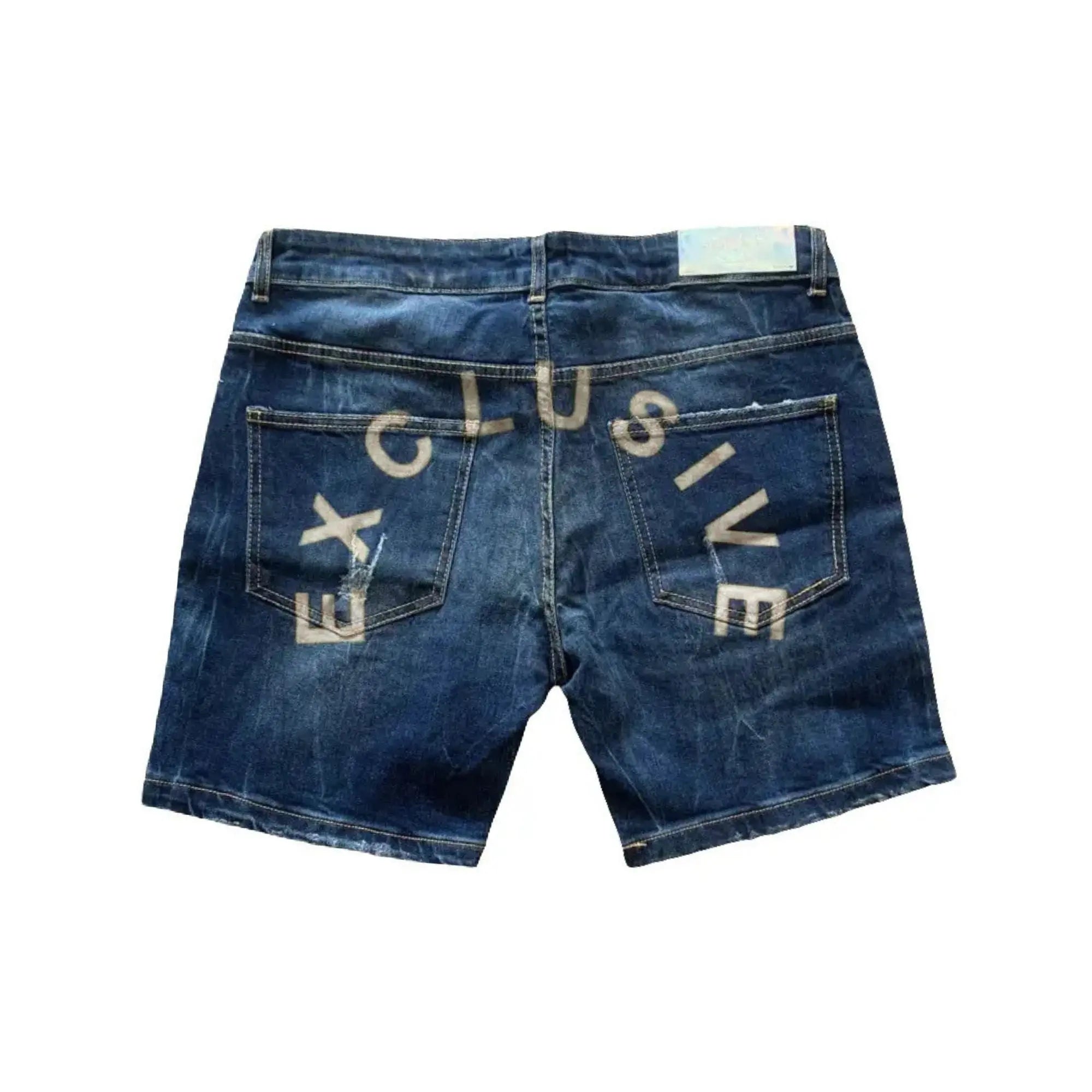 Exclusive Paris | Pantaloncini In Jeans con Logo Bianco | Outlet Exclusive Paris