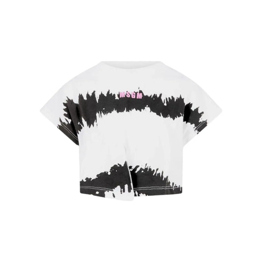 T Shirt Msgm Donna | Crop con Nodo | Logo Frontale | Bianco | Outlet MSGM