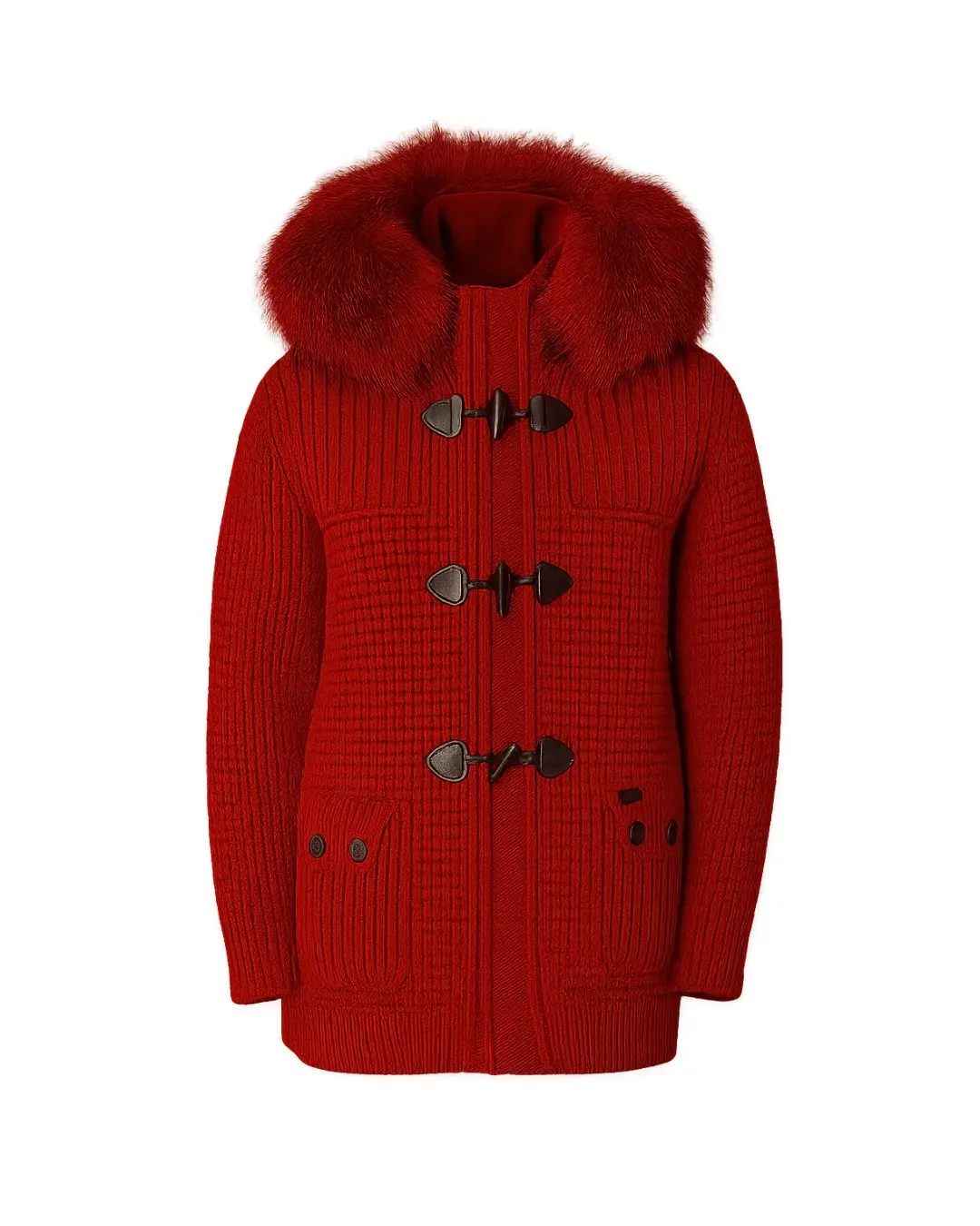 Red Bark with Fur Unisex Jacket Men's and Women's Outlet