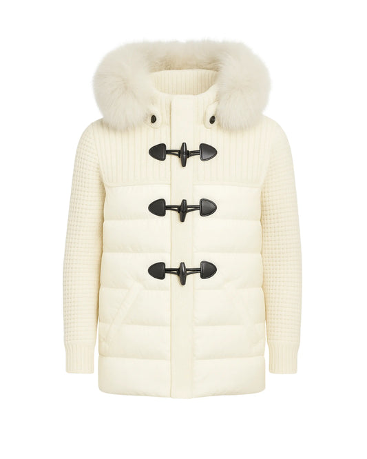 Bark Bianco con Pelliccia | Piumino Con Tasche | Uomo e Donna Bark