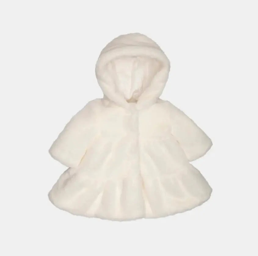 pelliccia cappotto neonato bianco bambina lalalu