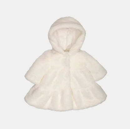 pelliccia cappotto neonato bianco bambina lalalu