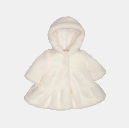 pelliccia cappotto neonato bianco bambina lalalu