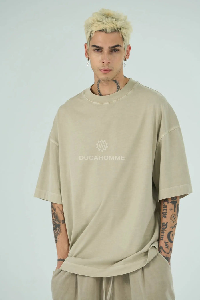 T Shirt Duca Homme Uomo Beige | Modello Oversize Duca Homme