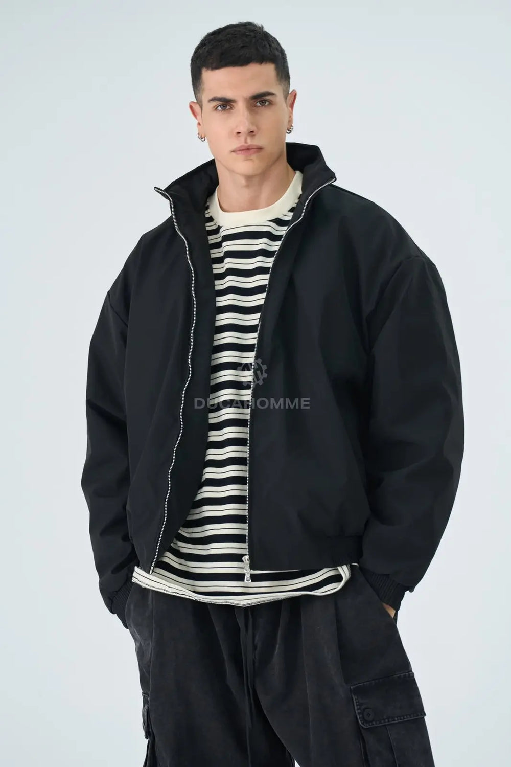 Bomber Duca Homme Uomo Nero Oversize | Collo Alto Duca Homme
