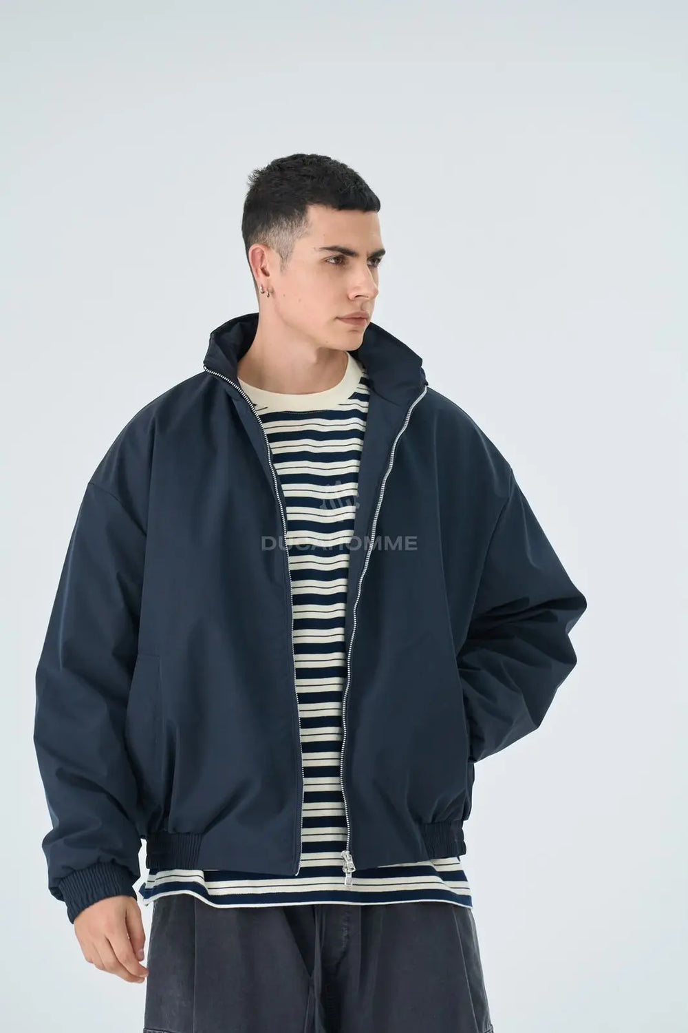 Bomber Duca Homme Uomo Blu Oversize | Collo Alto Duca Homme