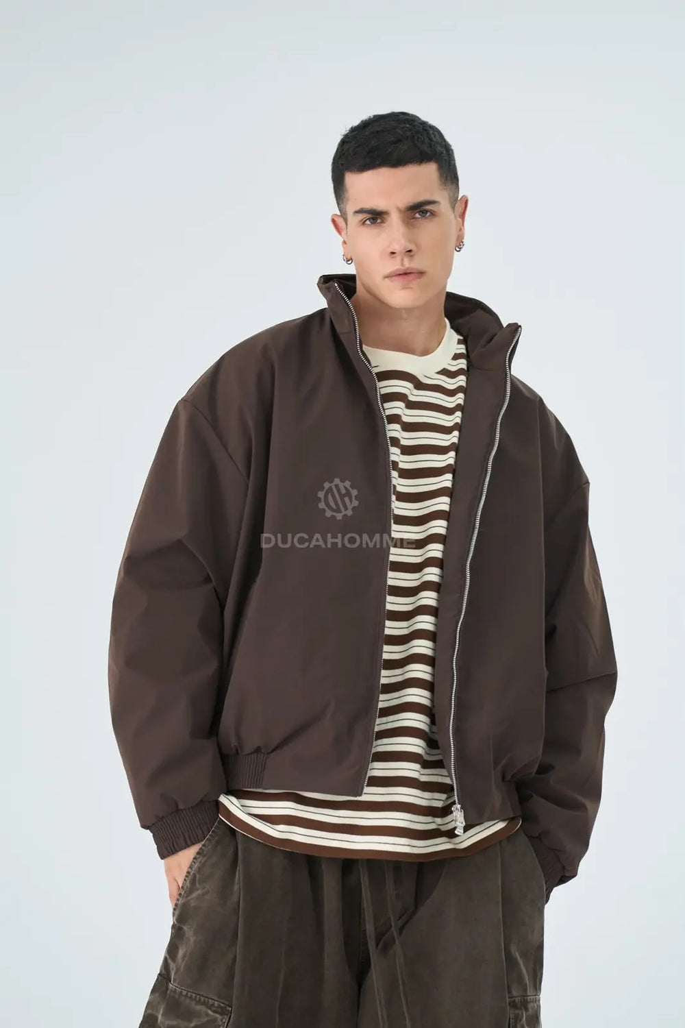 Bomber Duca Homme Uomo Marrone Oversize | Collo Alto Duca Homme