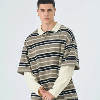 Polo Duca Homme Uomo Grigio a Righe Oversize | Doppia Manica Duca Homme
