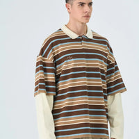 Polo Duca Homme Uomo Marrone a Righe Oversize | Doppia Manica Duca Homme