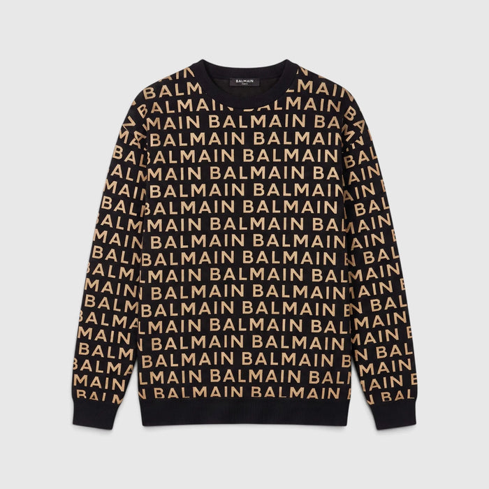 Felpa Balmain | Logo All Over | Nero Balmain