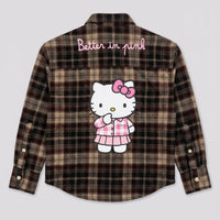 Camicia in Flanella Saint Barth Kids Hello Kitty Tartan – fronte