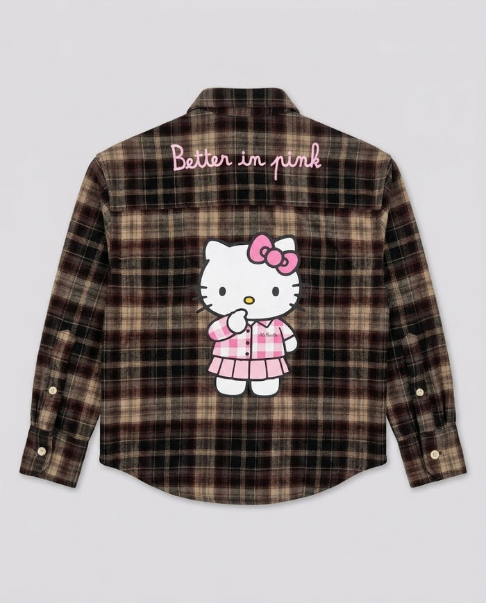 Camicia in Flanella Saint Barth Kids Hello Kitty Tartan – fronte