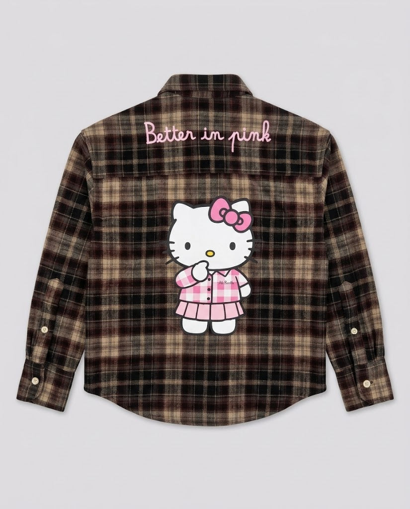 Camicia in Flanella Saint Barth Kids Hello Kitty Tartan – fronte