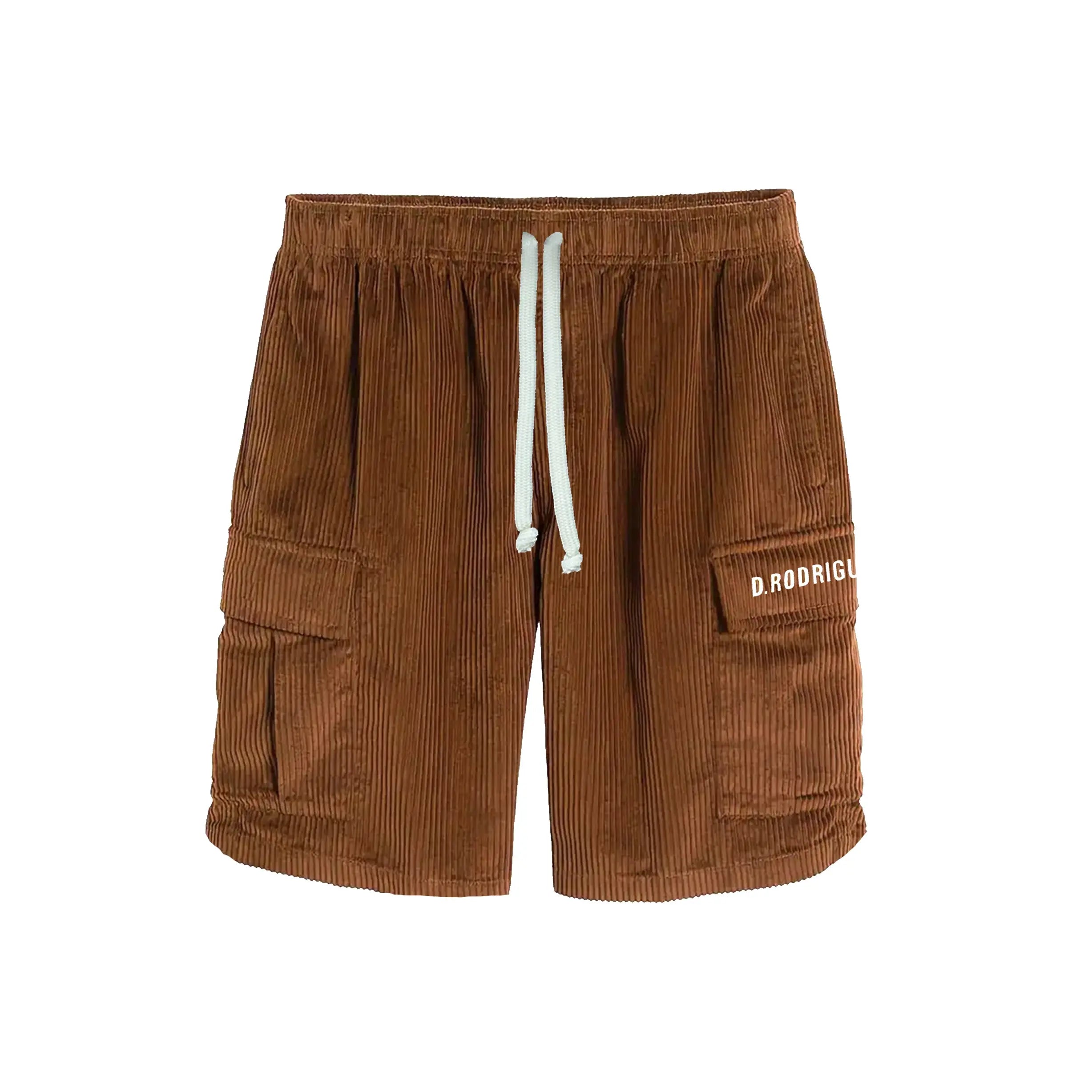 Pantaloncini Diego Rodriguez Uomo | Cargo in Velluto a Righe | Tasche Laterali | Marrone Diego Rodriguez