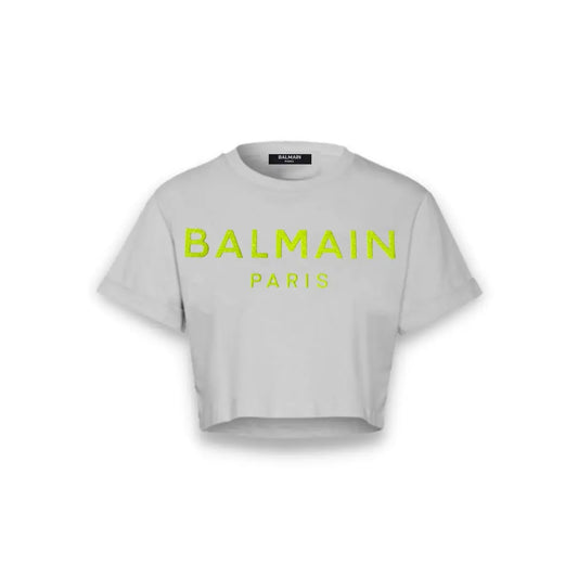 T-SHIRT CROP LOGO FLUO BALMAIN (8891966194004) (9669880086855)