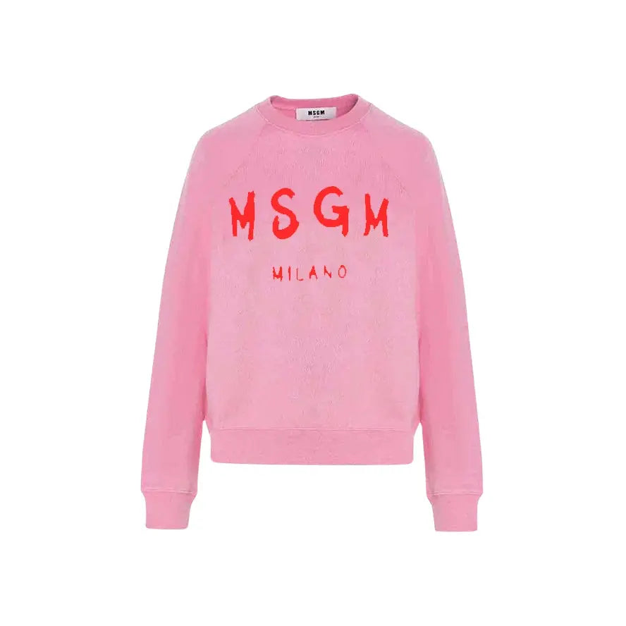 Felpa Msgm | Modello Unisex | Girocollo con Logo | Rosa | Outlet MSGM